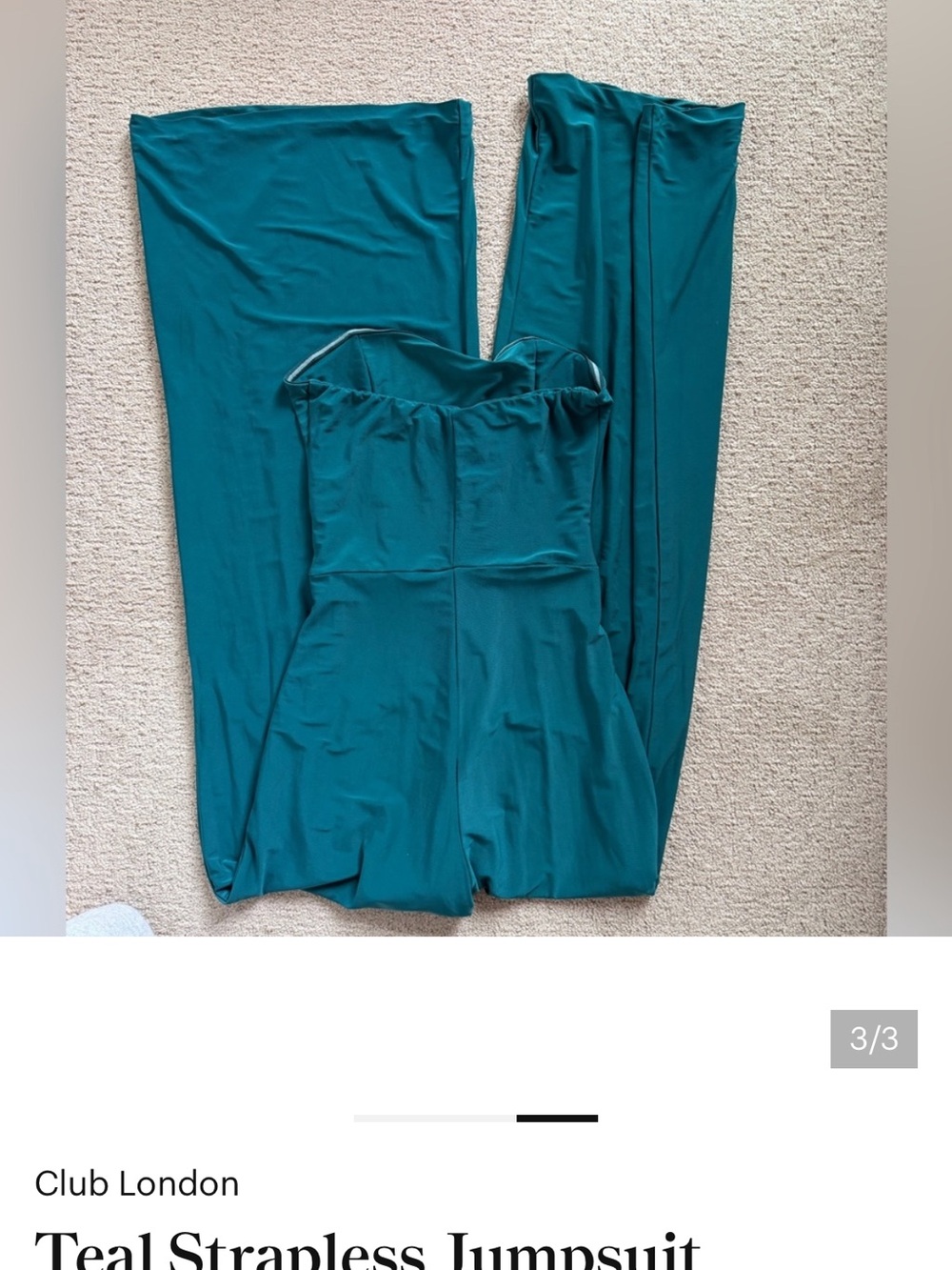 Club L London Strapless Wide-Leg Jumpsuit in Teal Green - Picture 6 of 7